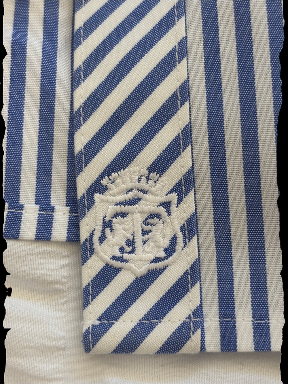 Talbots Blue/White Vertical-Striped Sleeveless Button-Down Shirt. Petite No Iron - Picture 4 of 9